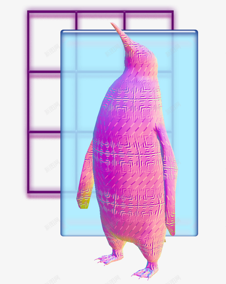 企鹅雕像png免抠素材_新图网 https://ixintu.com 企鹅 动物 矢量装饰 粉紫色 蓝色 装饰