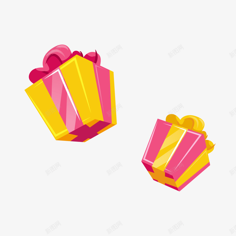 黄色漂浮礼品盒png免抠素材_新图网 https://ixintu.com 活动装饰 漂浮礼物 礼物盒 背景装饰 黄色礼品盒