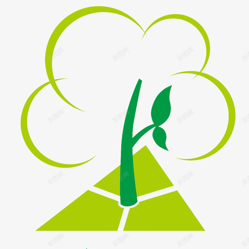 大树绿色简约叶子园林logo图标png_新图网 https://ixintu.com 叶子 园林logo 大树 简约 绿色