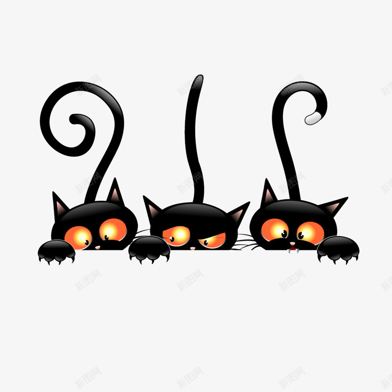 卡通万圣节小黑猫png免抠素材_新图网 https://ixintu.com 万圣节 卡通小黑猫 卡通手绘 躲藏起来