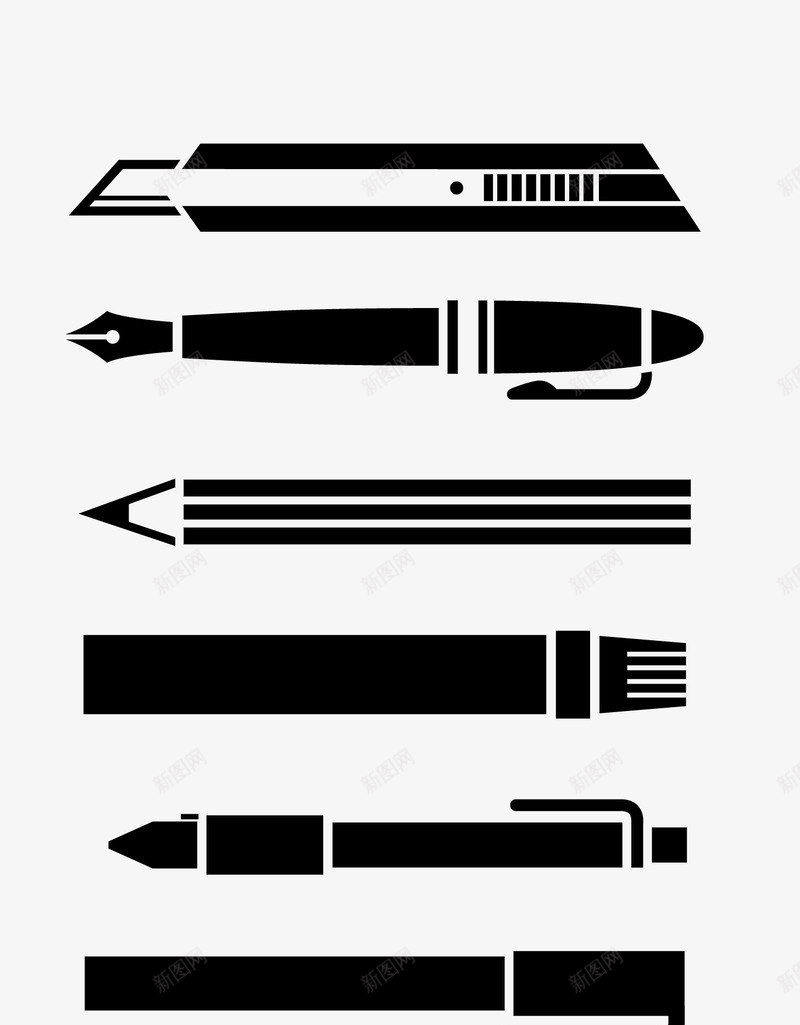 笔矢量图ai免抠素材_新图网 https://ixintu.com 办公用品 笔 钢笔 黑色 矢量图