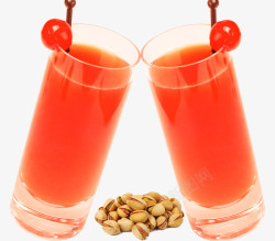 美味的番茄汁和带壳的开心果素材