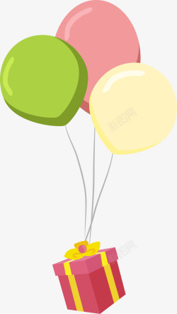 童趣节日儿童节气球带着礼物高清图片
