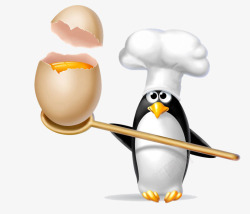 拿着鸡蛋的卡通企鹅素材