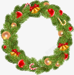 松叶圆环圣诞节绿色松叶圆环高清图片