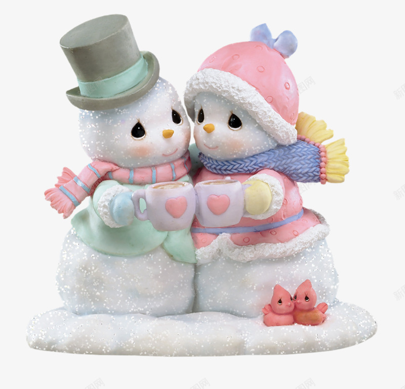 拥抱的小雪人png免抠素材_新图网 https://ixintu.com 卡通 可爱 帽子 雪人