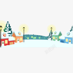 多彩乡村圣诞节雪景乡村圣诞节雪景矢量图高清图片