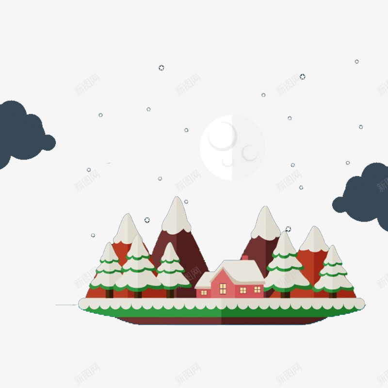 圣诞雪夜png免抠素材_新图网 https://ixintu.com 冬天 圣诞 平安夜 晚上 雪