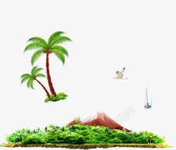 小岛和椰子树素材