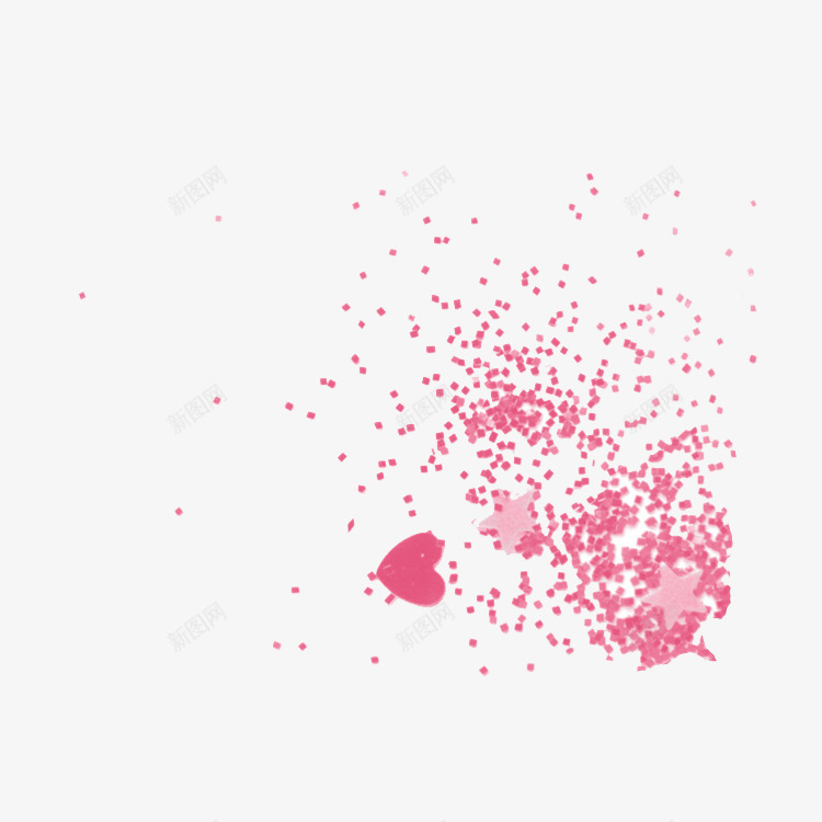 飘浮心形png免抠素材_新图网 https://ixintu.com 心 星点 粉色