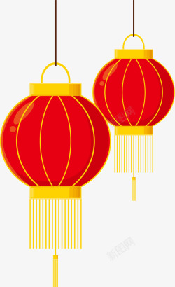 新年铃铛红色卡通中国风灯笼高清图片