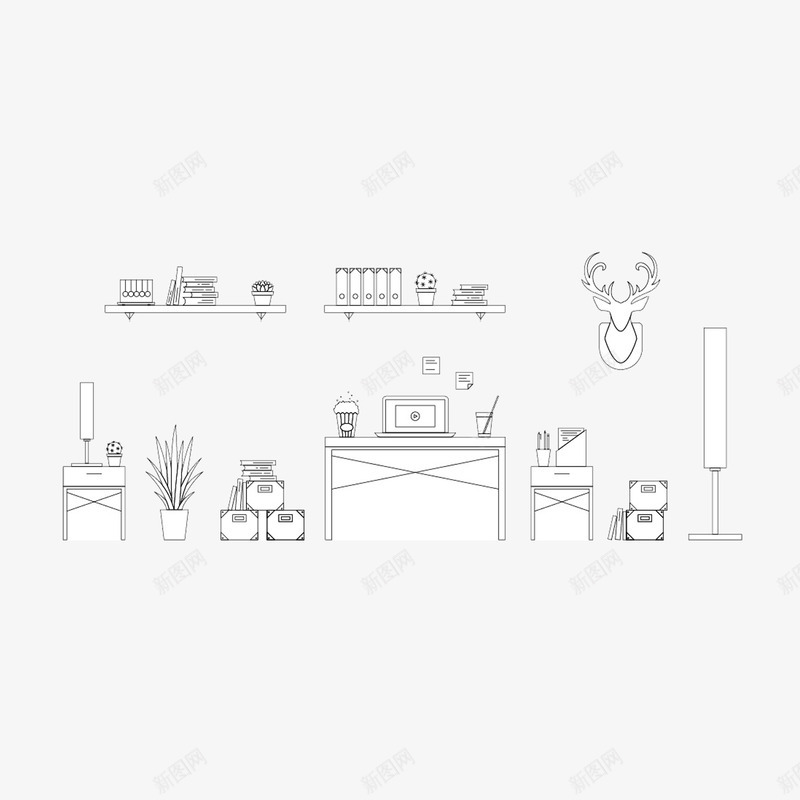素描工作室png免抠素材_新图网 https://ixintu.com 办公 工作室 手绘 设计 设计工作室 设计房间