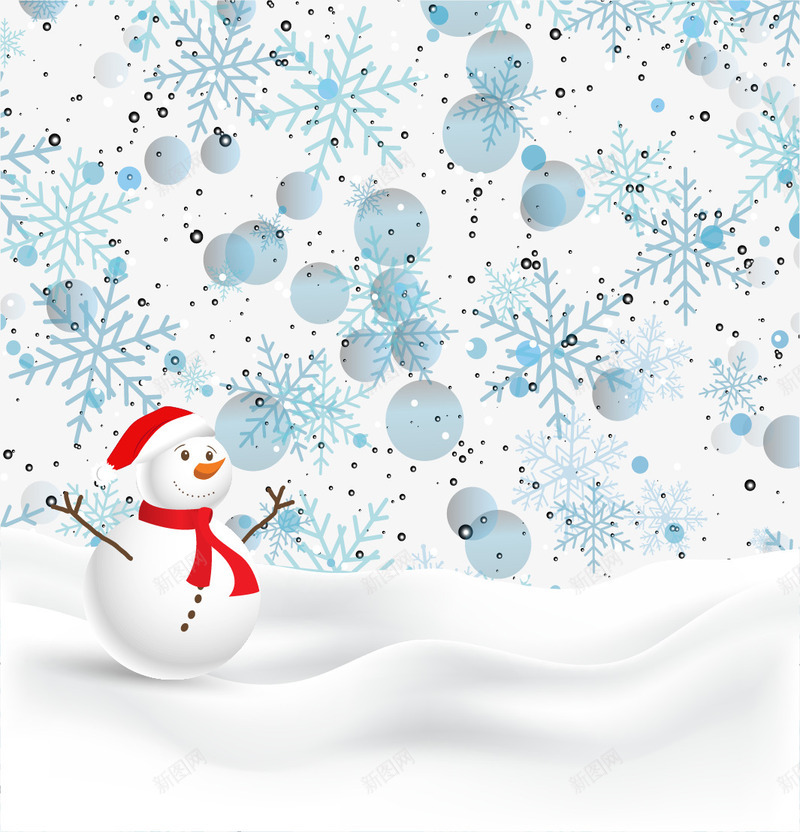 蓝色雪花背景雪人png免抠素材_新图网 https://ixintu.com 可爱雪人 白色圣诞节图片素材 矢量素材 雪地 雪花