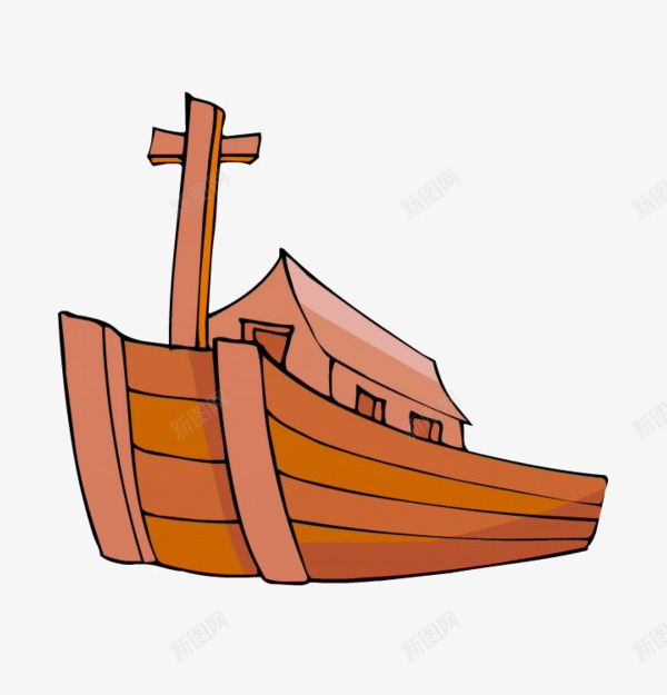 一艘战船png免抠素材_新图网 https://ixintu.com 一艘 十字架 卡通 古战船 战船 手绘 木质 橘色 简图