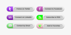 RSS按钮6个社会化分享按钮PSD高清图片