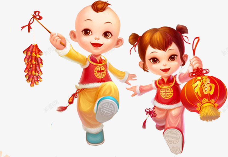 卡通中国娃娃png免抠素材_新图网 https://ixintu.com 中国娃娃 卡通 娃娃 春节 春节娃娃 过年