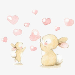 粉色兔子png可爱兔子爱心泡泡高清图片