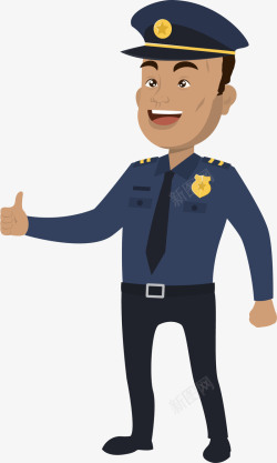 警察办案卡通人物竖大拇指的警察高清图片