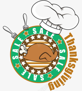 感恩节厨师帽火鸡促销图标图标