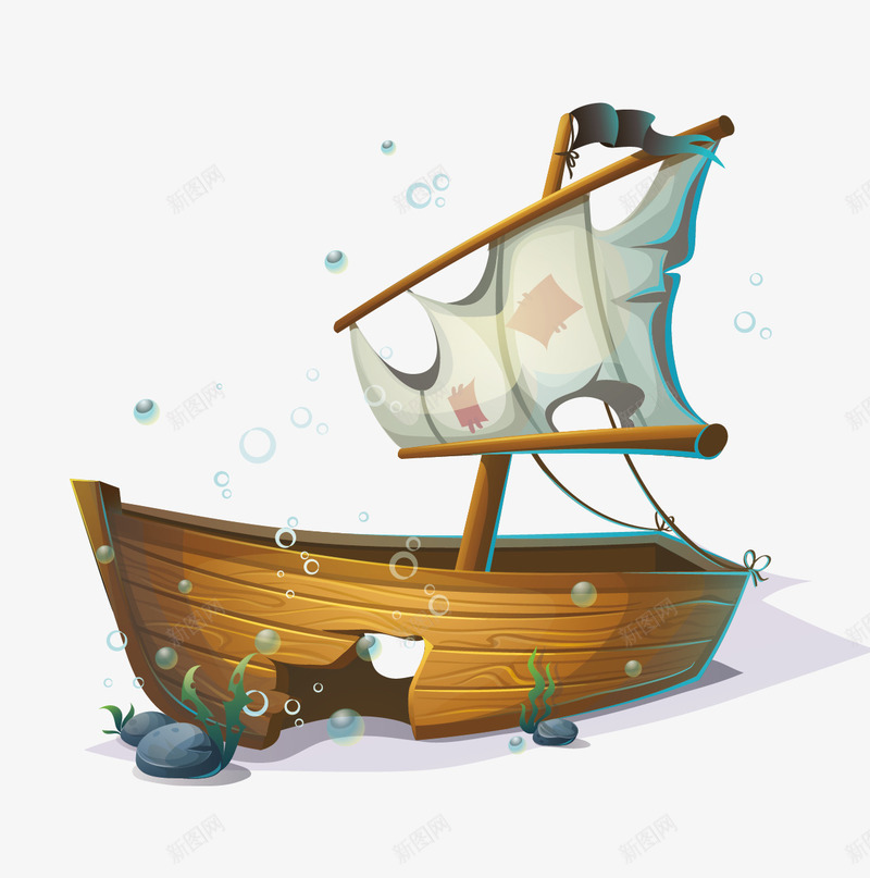 破旧的帆船png免抠素材_新图网 https://ixintu.com 帆船 矢量破旧的帆船 破旧的帆船 船
