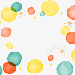 彩色小花点缀水彩泡泡点缀装饰矢量图高清图片