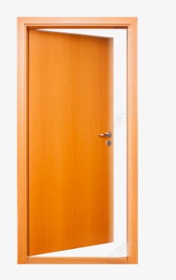 黄色门把打开的木门高清图片