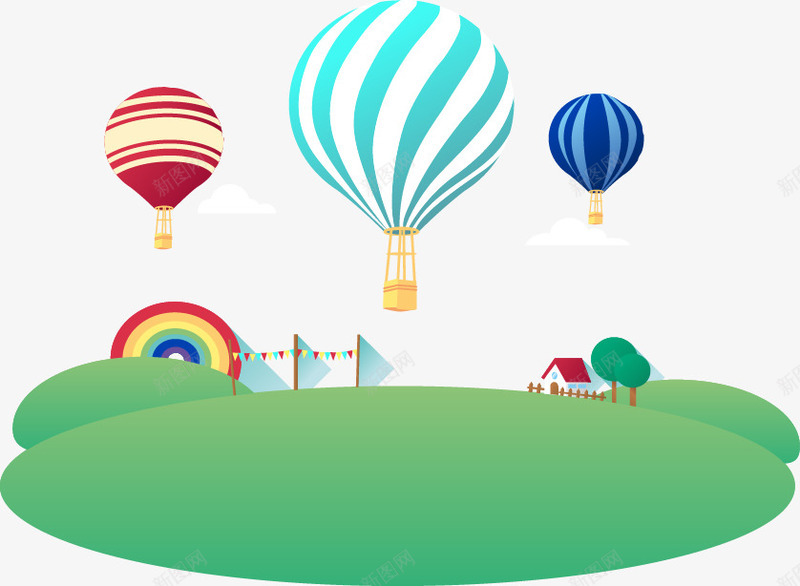 手绘绿色草坪热气球图案png免抠素材_新图网 https://ixintu.com 图案 手绘 热气球 绿色 草坪