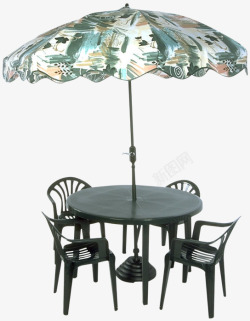圆桌木椅太阳伞高清图片