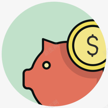 银行现金硬币钱猪储蓄罐节约金融图标图标