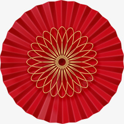 春节红色花朵折纸装饰素材