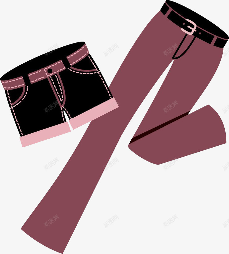 女士裤子png免抠素材_新图网 https://ixintu.com 女士长裤 女装 短裤 粉色系 裤子 长裤