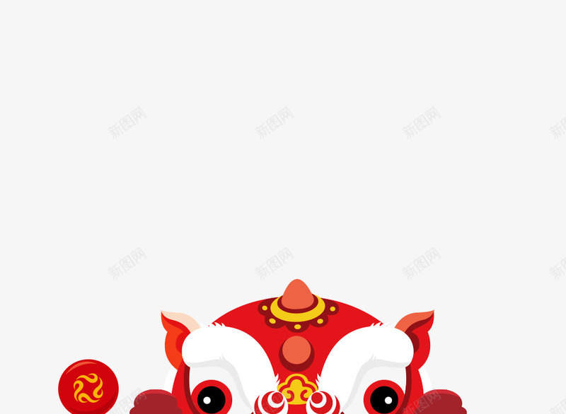 红色春节舞狮造型png免抠素材_新图网 https://ixintu.com 春节 红色 舞狮 造型