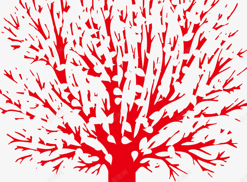 手绘扁平创意红色的大树png免抠素材_新图网 https://ixintu.com 创意 大树 扁平 红色
