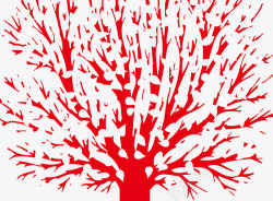 手绘扁平创意红色的大树素材