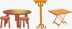 木头椅子桌子矢量图素材