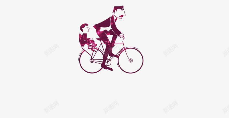 骑自行车的父子png免抠素材_新图网 https://ixintu.com 感恩父亲节 感恩节 父子 装饰图 骑自行车