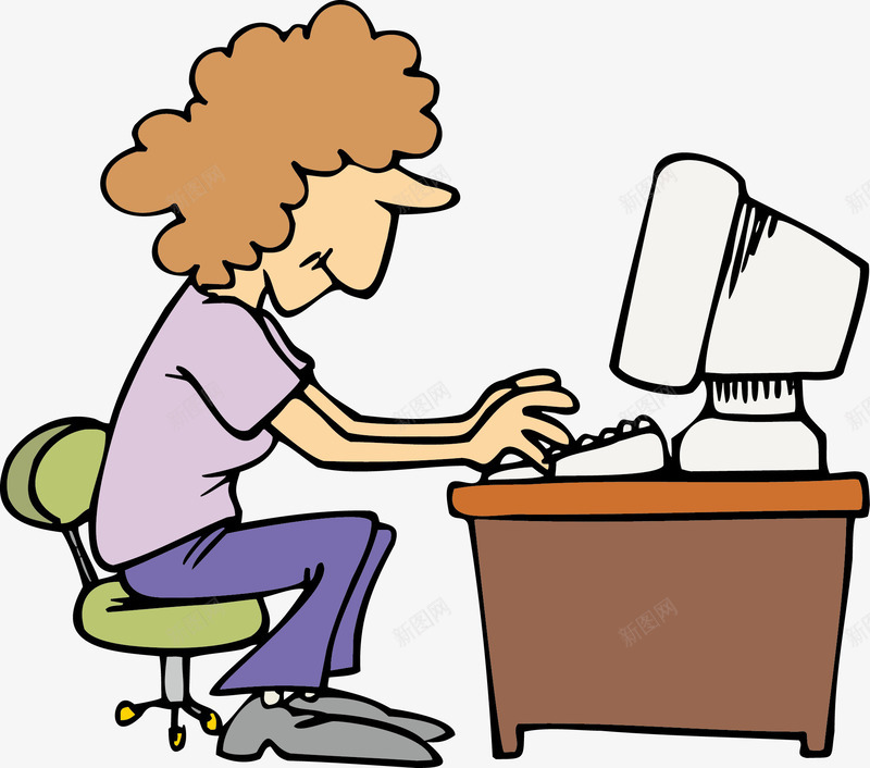 坐电脑前的男人png免抠素材_新图网 https://ixintu.com 公司职员 卡通人物 卡通职员 坐在电脑前 电脑 白领人物 职员