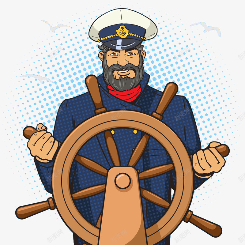 卡通船长png免抠素材_新图网 https://ixintu.com captain 卡通男人 手绘男人 掌舵 掌舵人 男人 舰长 船长