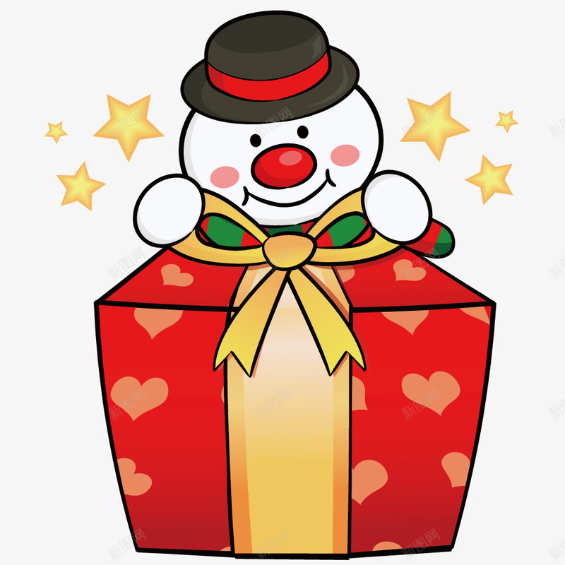 拆礼物的雪人png免抠素材_新图网 https://ixintu.com 卡通 矢量元素 礼物 雪人