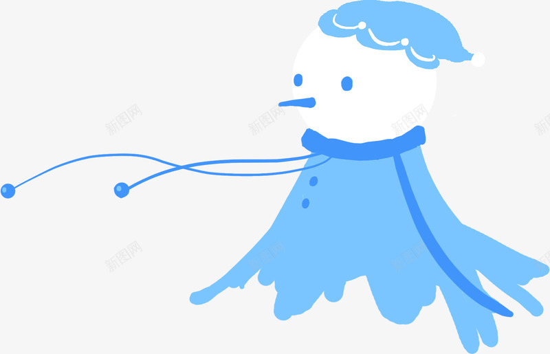 手绘蓝色可爱雪人装饰png免抠素材_新图网 https://ixintu.com 可爱 蓝色 装饰 雪人
