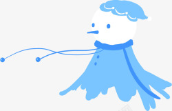 手绘蓝色可爱雪人装饰素材