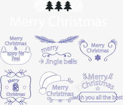 琛楄竟灏忓悆蓝色边框圣诞节标签矢量图高清图片