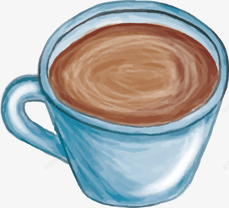 蓝色杯子装的咖啡矢量图ai免抠素材_新图网 https://ixintu.com 卡通手绘 咖啡 手工 杯子 磨制 蓝色 饮品 矢量图