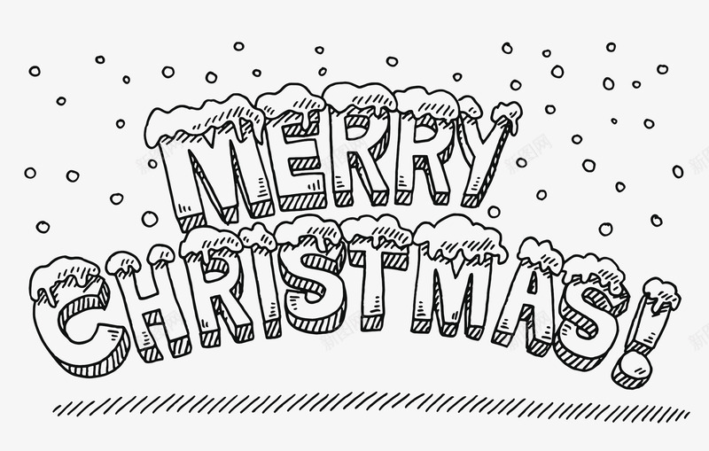 圣诞节手绘线条字体png免抠素材_新图网 https://ixintu.com 圣诞节 字体 手绘 素材 线条