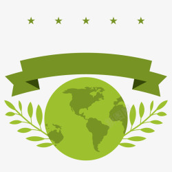绿色标贴绿色地球世界地球日高清图片