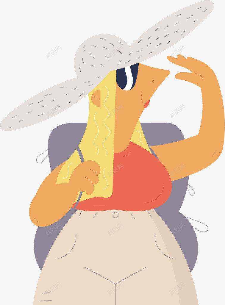 外出防晒的女士矢量图ai免抠素材_新图网 https://ixintu.com 创意 墨镜 女士 帽子 红色背心 设计 防晒霜 矢量图