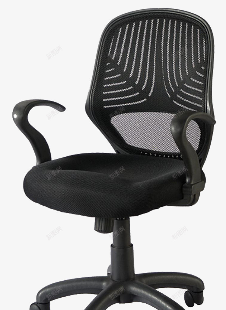 黑色办公椅png免抠素材_新图网 https://ixintu.com 产品实物 办公椅 椅子 转椅 靠背椅 黑