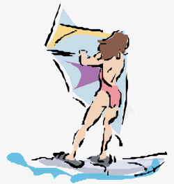 冲浪女生素材卡通冲浪女生高清图片
