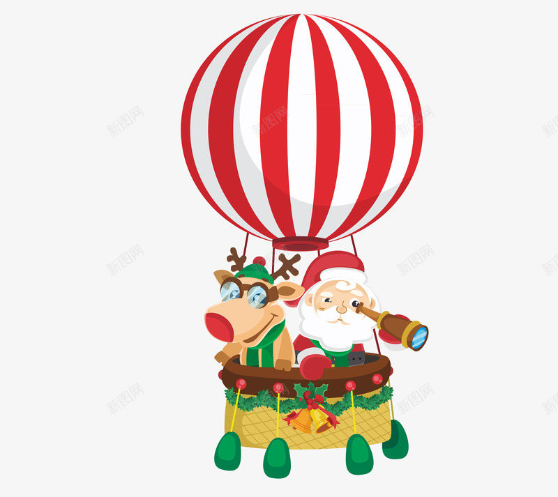 卡通圣诞老人坐气球png免抠素材_新图网 https://ixintu.com 圣诞老人 圣诞节元 盒子 礼品 红色