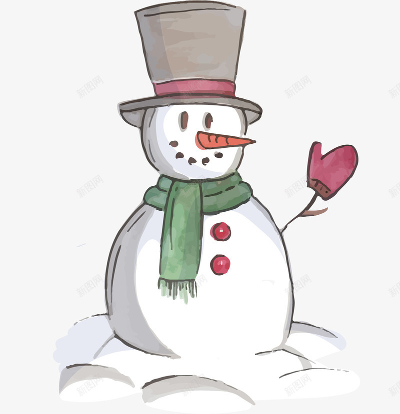 手绘圣诞雪人png免抠素材_新图网 https://ixintu.com 一个雪人 卡通雪人 可爱雪人 圣诞雪人 平面 手绘